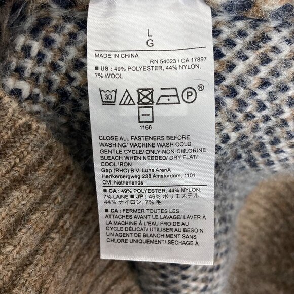 Banana Republic Mens Fair Isle Shawl Cardigan Large Brown Wool Blend Classic NWT - Picture 6 of 7